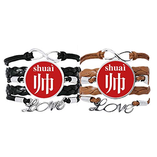 Bracelet Amour Couple Cuir Corde ajustable pour amoureux du style chinois