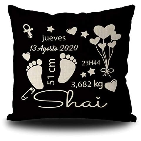 Funda de Almohada Personalizada con Datos de Nacimiento del bebé BAGEYOU Cover