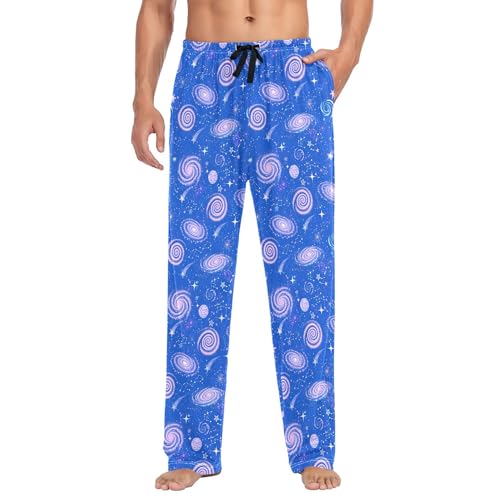 Men's Pajama Bottom Galaxy Swirls Stars Constellations Cotton Pajama Pants Drawstring Sleepwear Long Pants Pockets2