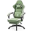 Dowinx gaming chair breathable fabric computer chair with pocket spring cushion comfortable office chair with gel pad and storage bagmassage game chair with footrestgreen  urban country home decor
