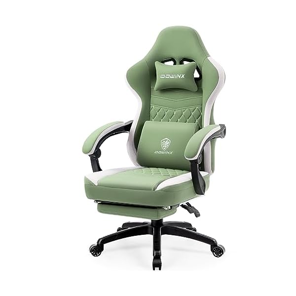 Dowinx gaming chair breathable fabric computer chair with pocket spring cushion comfortable office chair with gel pad and storage bagmassage game chair with footrestgreen  urban country home decor