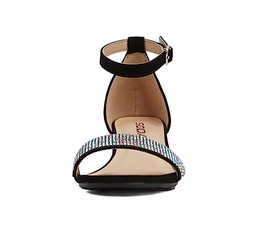 Soda “VEIL-2” ~ Little Kids/Children/Girls Open Round Toe Rhinestone Closed Back Counter Ankle Strap Low Heel Sandal3