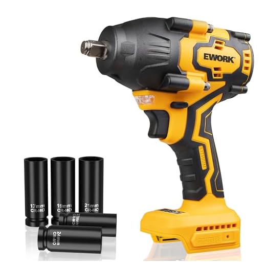 EWORK 1/2-inch Cordless Impact Wrench 775 Ft-lbs, Compatible with Makita 18V Battery, Brushless High-Torque Impact Gun, Compact 3-Speed Modes, Includes 5 Sockets (Only Tool)