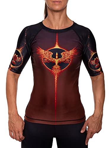 Raven Fightwear Women's The Phoenix BJJ Rash Guard MMA Short Sleeve Black2