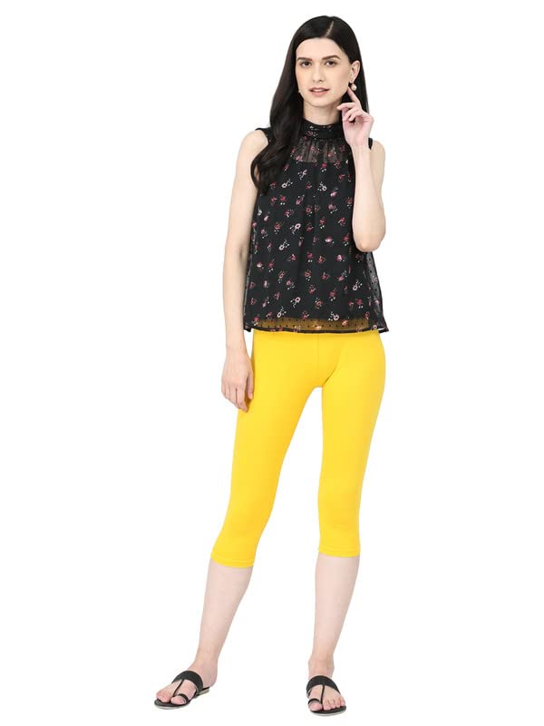 Image of Robinbosky Premium Stretchable Cotton Capri Legging for Women | Suitable for Formal wear & Casual wear | High-End Elastic Makes. The Leggings Squat Proof and Durable for Travel, Yoga, & Workout.