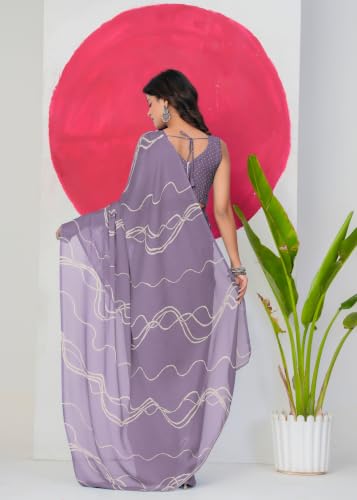 Image of MIRCHI FASHION Women's Ready to Wear 1 Minute Drape Chiffon Printed Saree with Blouse Piece
