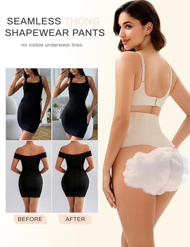JulyGirl Thong Shapewear Tummy Control,High Waisted Thongs for Women Compression Underwear Women Girdle Panties4