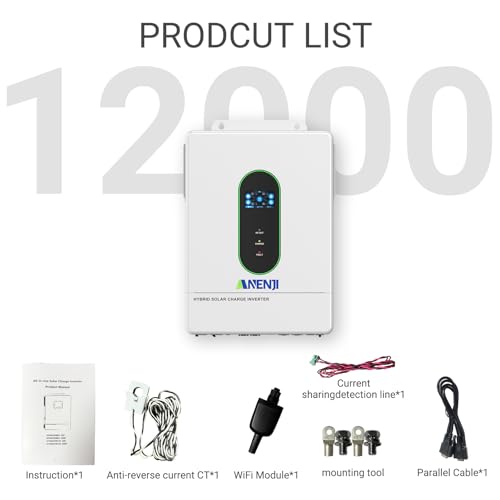 Image of 12000W Hybrid Solar Inverter 48V Split Phase 120V /240V, 200A Dual MPPT Controller 500V Input, Pure Sine Wave Off Grid Inverter Charger with WiFi & BMS Support, Parallel up to 6 Units-UL Certification