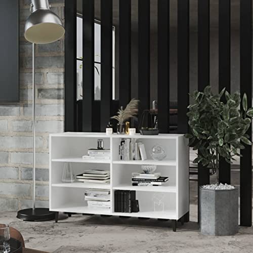 Cinyiqo Aparador, Aparador Cocina, Aparadores para Salon, Mueble Salon, Mueble Cafetera, Mueble Buffet, Alacenas Y Vitrinas, de aglomerado Blanco 103,5x35x70 cm