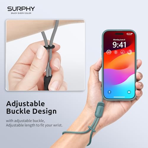 Image of SURPHY 2 Pack Phone Lanyard, Phone Wrist Strap for Case, Camera Wrist Strap | Ultra-Light 2-Color Braided Phone Strap, Cellphone Charm Strap, Anti-Lost Wrist Lanyard for Women and Men, Black Green
