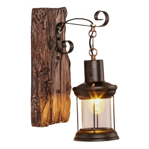 Lámpara rústica de madera para decorar paredes de pasillos oscuros y salones vintage
