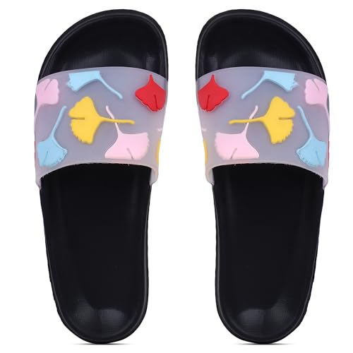 Image of Pampy Angel Transparent Leafs Women's Flip Flops Slides Back Open Household Comfortable Slippers