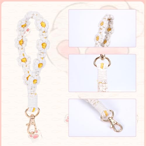 Llavero de coche pulseras Mikovivi hechos a mano en macramé con cordón de muñeca boho para mujer 4
