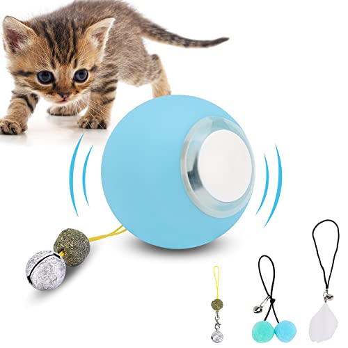 ACELIFE Bola interactiva para gato, juguete para gatito con menta de gato, juguetes para gatos con función de temporizador LED recargable por USB, para su gato y cachorro Cover