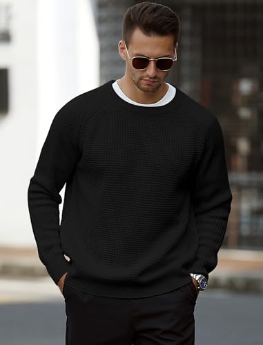 ZAFUL Men's Pullover Sweater Long Sleeve Crewneck Casual Loose Waffle Knitted Sweater2