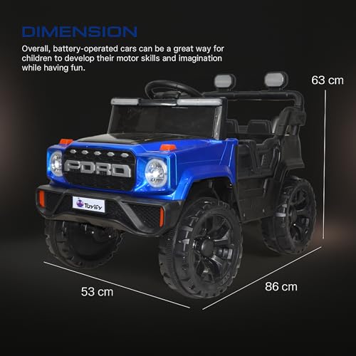 Image of Toyify Battery Operated Jeep for Kids 1 to 6 Years | Ride on Electric Car to Drive| Electric Jeep with Lights, Bluetooth, Music Player | Battery Car | Baby Big Car for Boys Girls (Royal Blue)