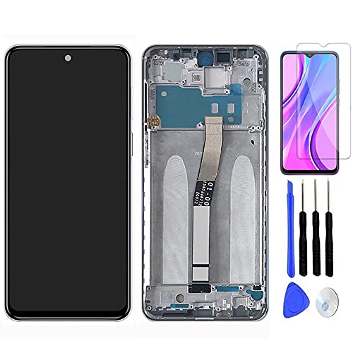 Reemplazo de Pantalla para Xiaomi Redmi Note 9 Pro LCD Display Digitalizador de Pantalla táctil Asamblea +con un Conjunto de Herramientas + Película Templada (Negro +Marco) Cover