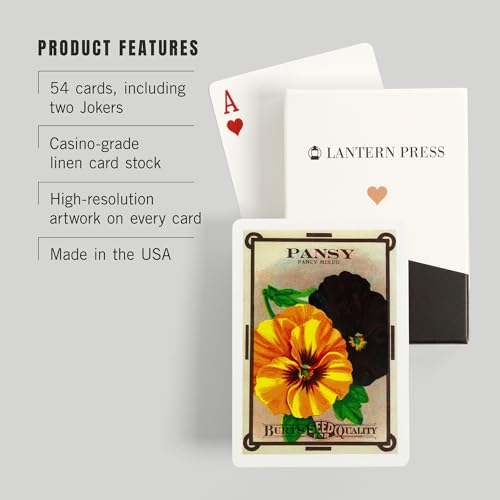 Lantern Press Pansy Baraja de 52 cartas tamaño póker miniatura 3