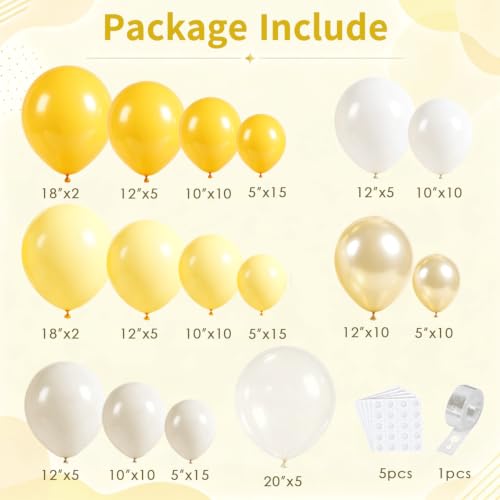 Image of Yellow Balloon Arch Kit, Sand White,Clear Balloons,129 Pcs