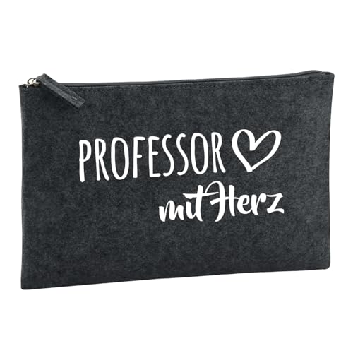 Huuraa Borsa da Toilette Professor mit Herz Borsa Regalo per cosmetici in feltro Color Carbone da 1 litro Professor mit Herz Presente