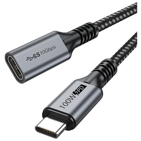 URELEGAN USB C Extension Cable (3.3Ft/1m/10Gbps), USB C to USB C Male to Female USB3.1 Gen2 100W Fast Charging Type C Extender Cord Compatible for MacBook Pro/Air, Mag-Safe Charger, Dell XPS Cover