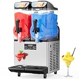 8Gal/30L Commercial Slushy Machine,Independently Control 2 Tank's Temp,5-45 Minutes to Make Margarita & Slushie & Cold Drink,Built-in LED Light,110V Professional Frozen Drink Maker with Self-cleaning