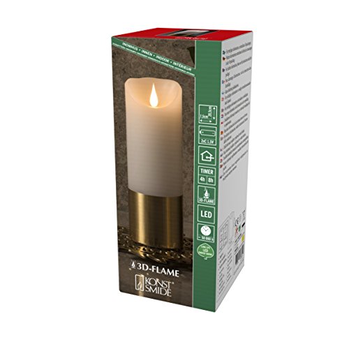 - Candele a batteria 3D Living Light a tremolante con fiamma in vera cera 4 o 8 ore funzione timer 20.5 x 7.5 cm bianco caldo