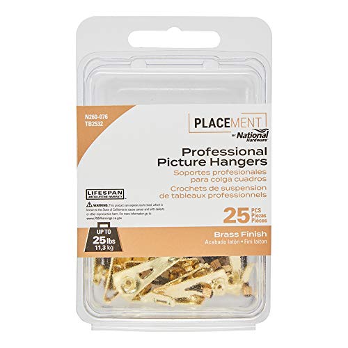 Image of National Hardware N260-076 25 Piece Professional Picture Hangers, Brass