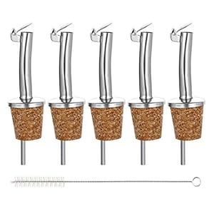 Incutex 5 x schenktuit kurk met deksel schenktuit fles olieschenker sterke drank wijn olie likeurig azijn