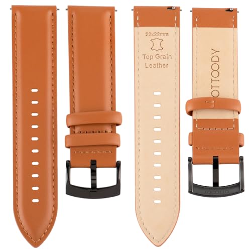 Image of OTTOODY Leather Watch Bands Quick Release, Elegant Top Grain Leather Watch Straps for Men & Women, Choice of Color & Width - 18mm, 19mm, 20mm, 21mm or 22mm Wristbands Bracelet for Watch & Smartwatch