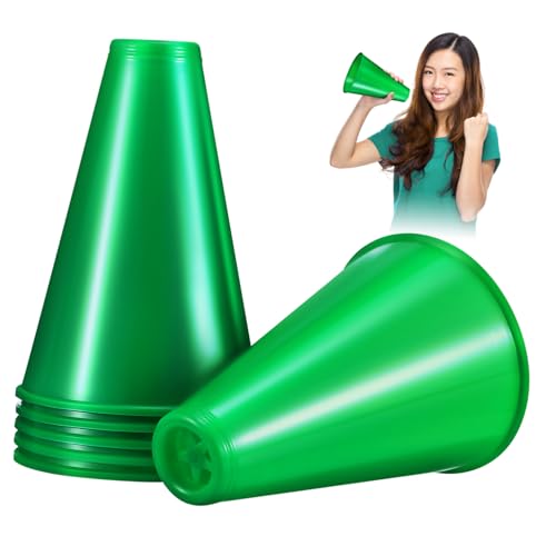 MUCKLILY 6Pcs Cheer Megaphones Deep Plastic for Party Sports Events and Game Cheerleading Activities Bulk Cheer Accessories