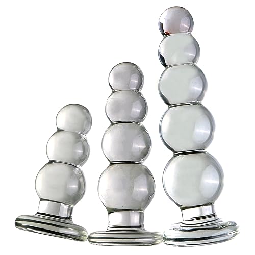 Axcroo Kristall Glas Analplug Analkugeln Analperlen Groß Analdildo Glasdildo Glasplug Prostata Massage G-Punkt Stimulator Masturbator Anal beads Butt Plug SM Sexspielzeug für Männer Frauen (4 Kugel)