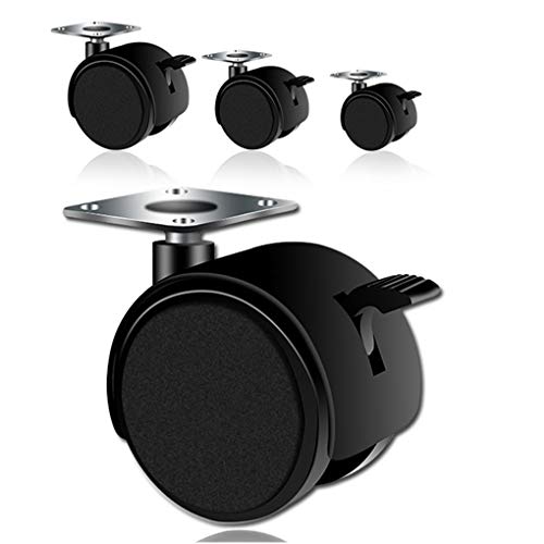 Roulettes pivotantes avec freins 50mm noires pour petits meubles de maison