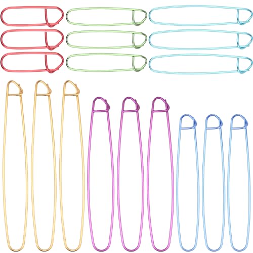 18Pcs 6 Size Metal Stitch Holders for Knitting Aluminum Handy Yarn Needle Versatile Crochet Hook Tools for Sweaters Socks DIY Quilting Sewing Colorful