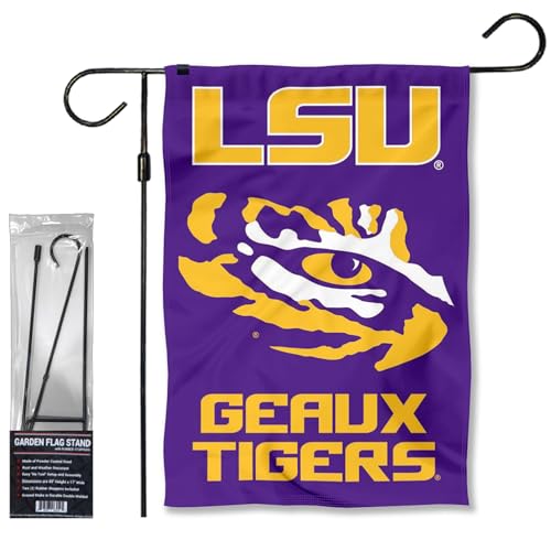 Louisiana State LSU Tigers Geaux Garden Banner Flag with Stand Pole Holder
