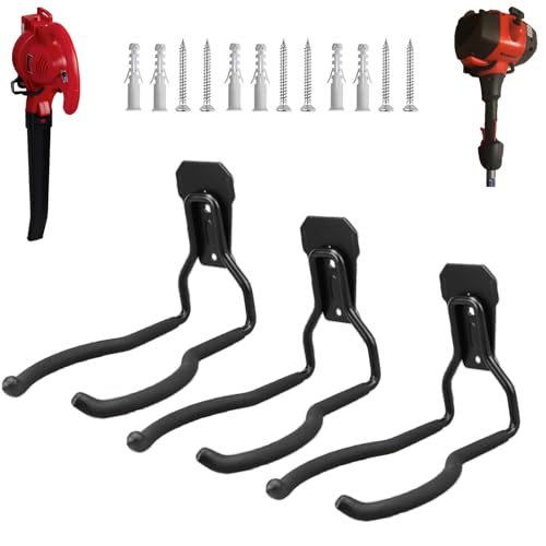 JuforminWeedeater Hanger, String Trimmer Hanger, Weed Eater Rack, Garage Wall Hooks, Power Tool Holder for Garage Wall, Utility Hooks for Garage Tool Organizers and Storage Black-3 Pcs