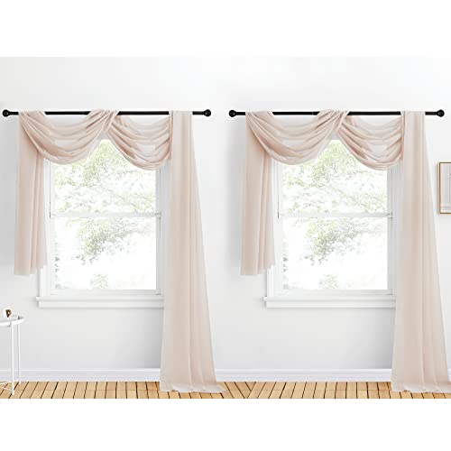 NICETOWN Taupe Sheer Window Scarf