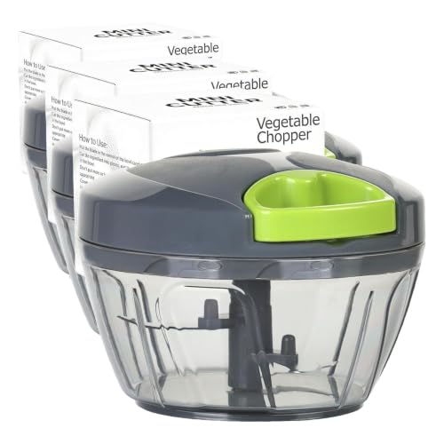 Image of Ourokhome Manual Food Processor Vegetable Chopper, Portable Hand Pull String Garlic Mincer Onion Cutter for Veggies, Ginger, Fruits, Nuts, Herbs, etc., 500ml, Grey (Pack of 3)