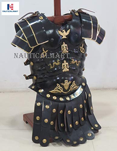 Roman Black Muscle Armor Cuirass with Shoulder Armor