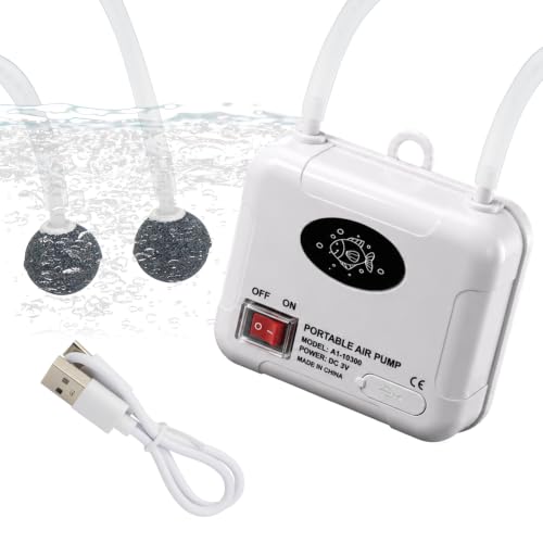 Image of Small Air Pump for Fish Tank 6 /12 Gallons, Aerator for Bait Bucket,Bubbler Stones for Aerator, Bait Bucket Air Pump,Quiet Voice, Suitable for Tropical Fish Enthusiasts and Fishing Enthusiasts
