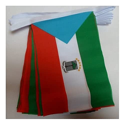 Image of AZ FLAG Equatorial Guinea 6 meters BUNTING Flag 20 flags 9'' x 6'' - Equatoguinean STRING flags 15 x 21 cm