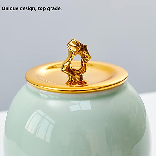 Image of Green Medium Cremation Urns for Human Ashes Adult Male or Female | 6.7Inch Tree of Life Medium Size Ceramic Urns for Ashes,Funeral Memorial Decorative Urns for Ashes