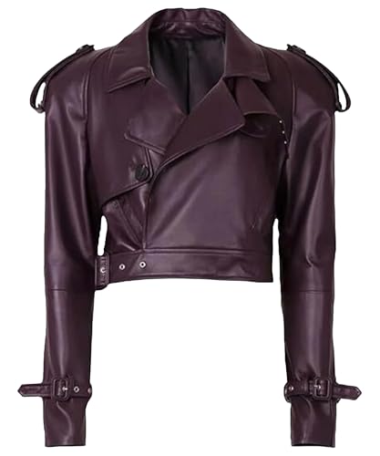 Women's Black Top Short Outdoor Fashion Cropped Real Leather Jacket - Motorcycle Jacket for Women