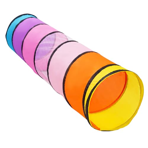 Kids Play Tunnel,Pop Up Crawl Through Tunnel Play Tent for Baby Kids Children or Pet,Foldable Pop Up Tents with Carry Bag (Pink Colorful Tunnel)