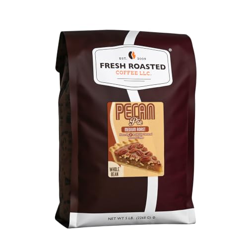 Fresh Roasted Coffee, Pecan Pie Flavored Whole Bean Coffee, Medium Roast, Kosher, 5 lb (80 oz)