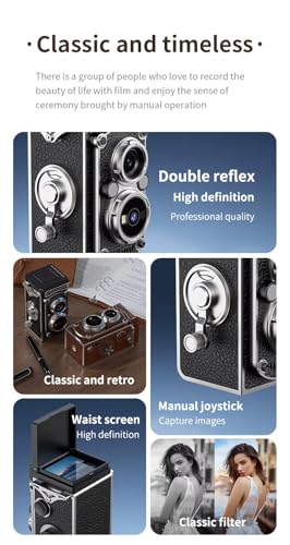 Image of Vintage Digital lK 019 Camera Portable TLR Retro Digital Camera with 2 7K HD Video 24MP Autofocus Manual Joystick for Beginners Teens Adults