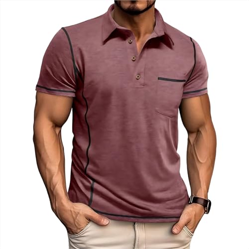 TIIADKK Men's Short-Sleeved is Made of 75% Polyester Lightweight Fabric, Featuring Elasticity Polo Shirt