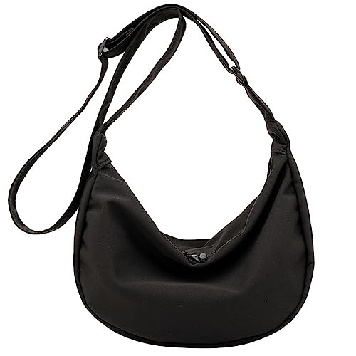 DIBAIGOU Damen und Herrenschultertaschen, Crossbody Taschen, breite Schultergurte, wasserdichte Nylonhandtaschen mit verstellbaren Schultergurten, doppelter Reißverschluss Kopf