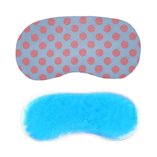 Image of Eye Mask for Sleeping with Adjustable Strap Super Soft Sleeping Mask Blind Fold for Comfortable Sleep Travelling Sleep Mask Pad for women (PolkaPinkBlue-Gel)