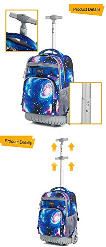 Tilami Rolling Backpack 19 inch with Lunch Bag Wheeled Laptop Backpack, Galaxy